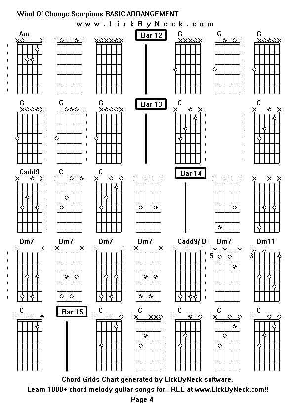 Chord Grids Chart of chord melody fingerstyle guitar song-Wind Of Change-Scorpions-BASIC ARRANGEMENT,generated by LickByNeck software.